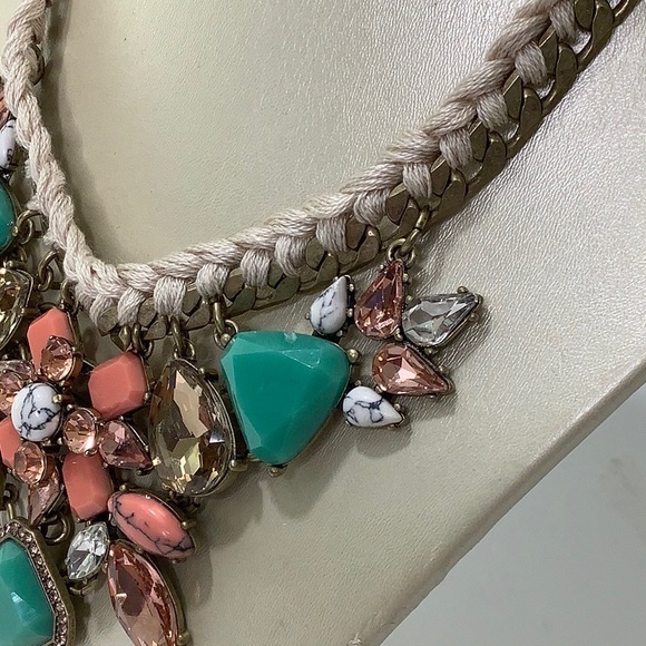 Chloe + Isabel multi color stones and crystals rope trim necklace SZ 16-18 EUC - Picture 7 of 13